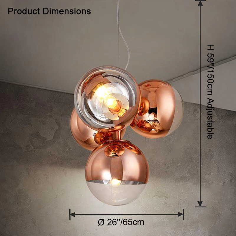 WOMO 4 Light Colorful Globe Chandelier-WM2687 - Image 7