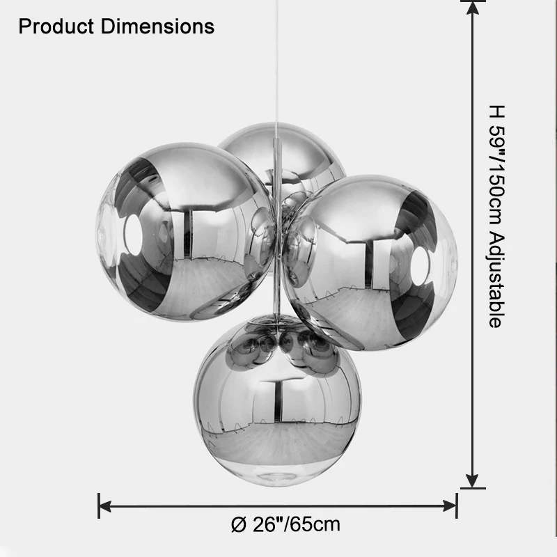 WOMO 4 Light Colorful Globe Chandelier-WM2687 - Image 9