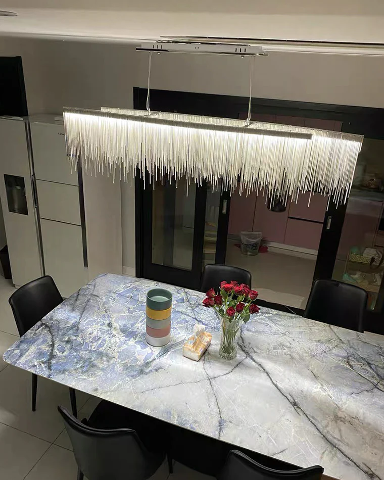 WOMO Fringe Linear Chandelier-WM2062b - Image 14