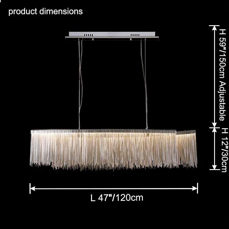 WOMO Fringe Linear Chandelier-WM2062b - Image 36