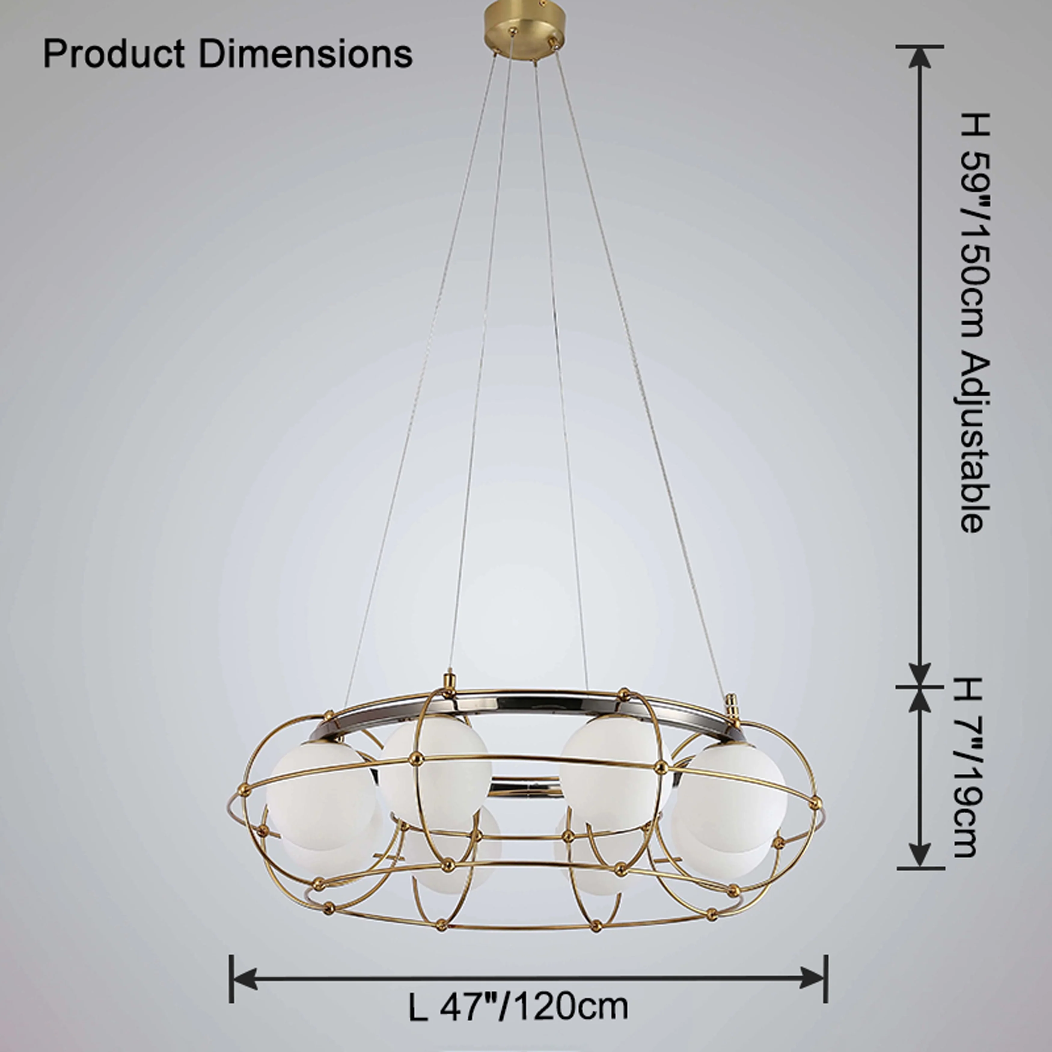 WOMO Frosted Glass Ball Round Chandelier-WM2791 - Image 15