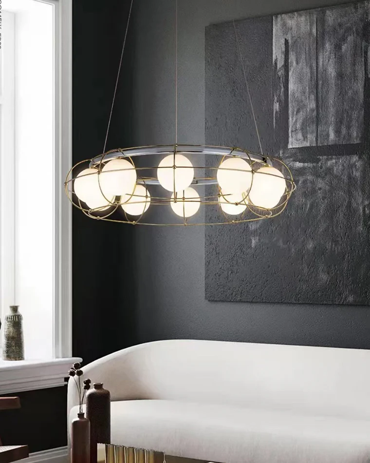 WOMO Frosted Glass Ball Round Chandelier-WM2791 - Image 5