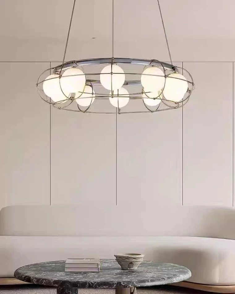 WOMO Frosted Glass Ball Round Chandelier-WM2791 - Image 6