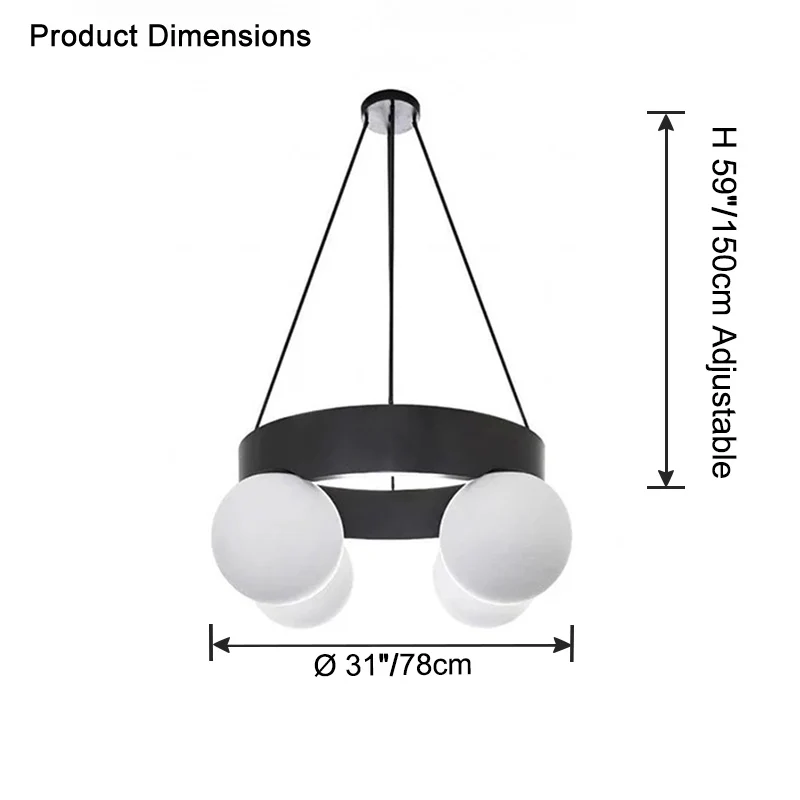 WOMO Round Frosted Glass Globe Chandelier-WM2717 - Image 15