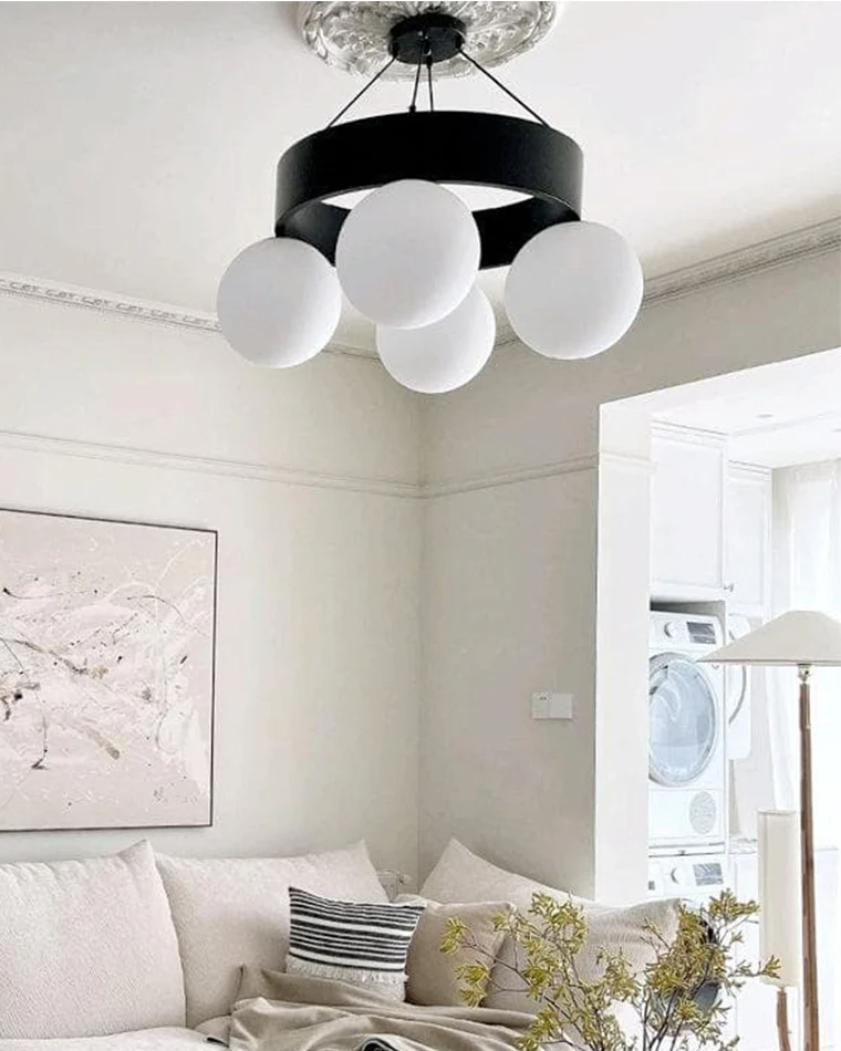 WOMO Round Frosted Glass Globe Chandelier-WM2717 - Image 3
