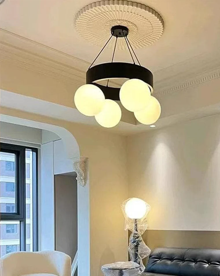 WOMO Round Frosted Glass Globe Chandelier-WM2717 - Image 4