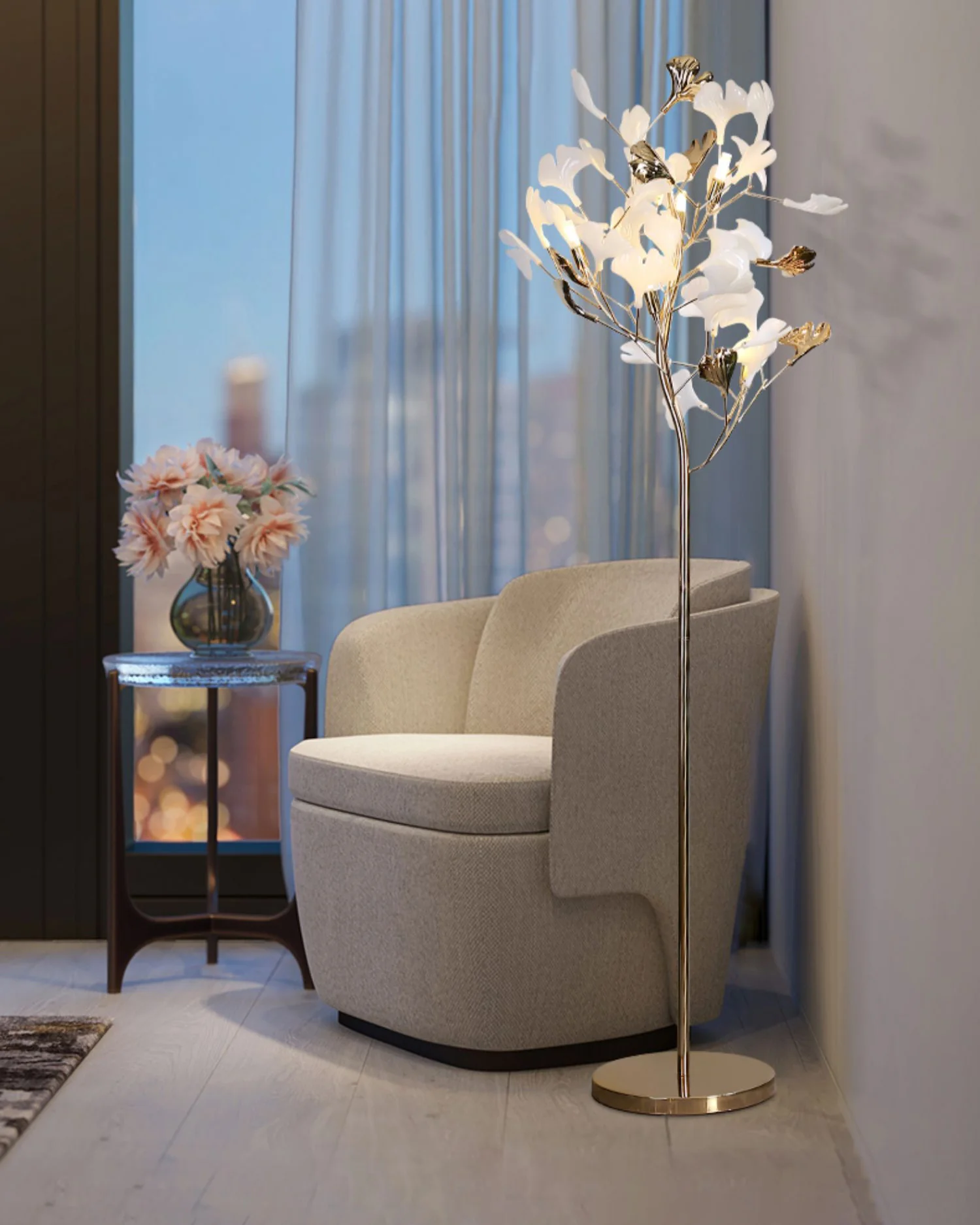 WOMO Ceramic Gingko Tree Floor Lamp-WM7137 - Image 6