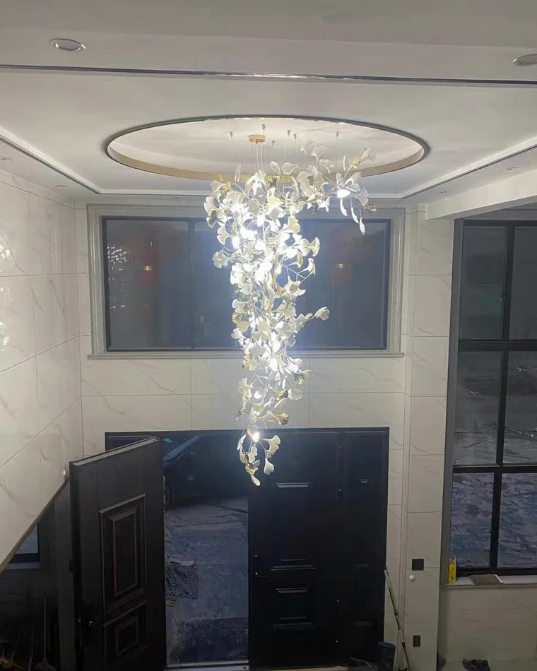 WOMO Ginkgo Long Cascading Foyer Chandelier-WM2206 - Image 11