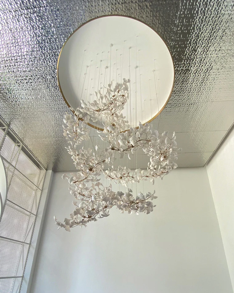 WOMO Ginkgo Long Cascading Foyer Chandelier-WM2206 - Image 12