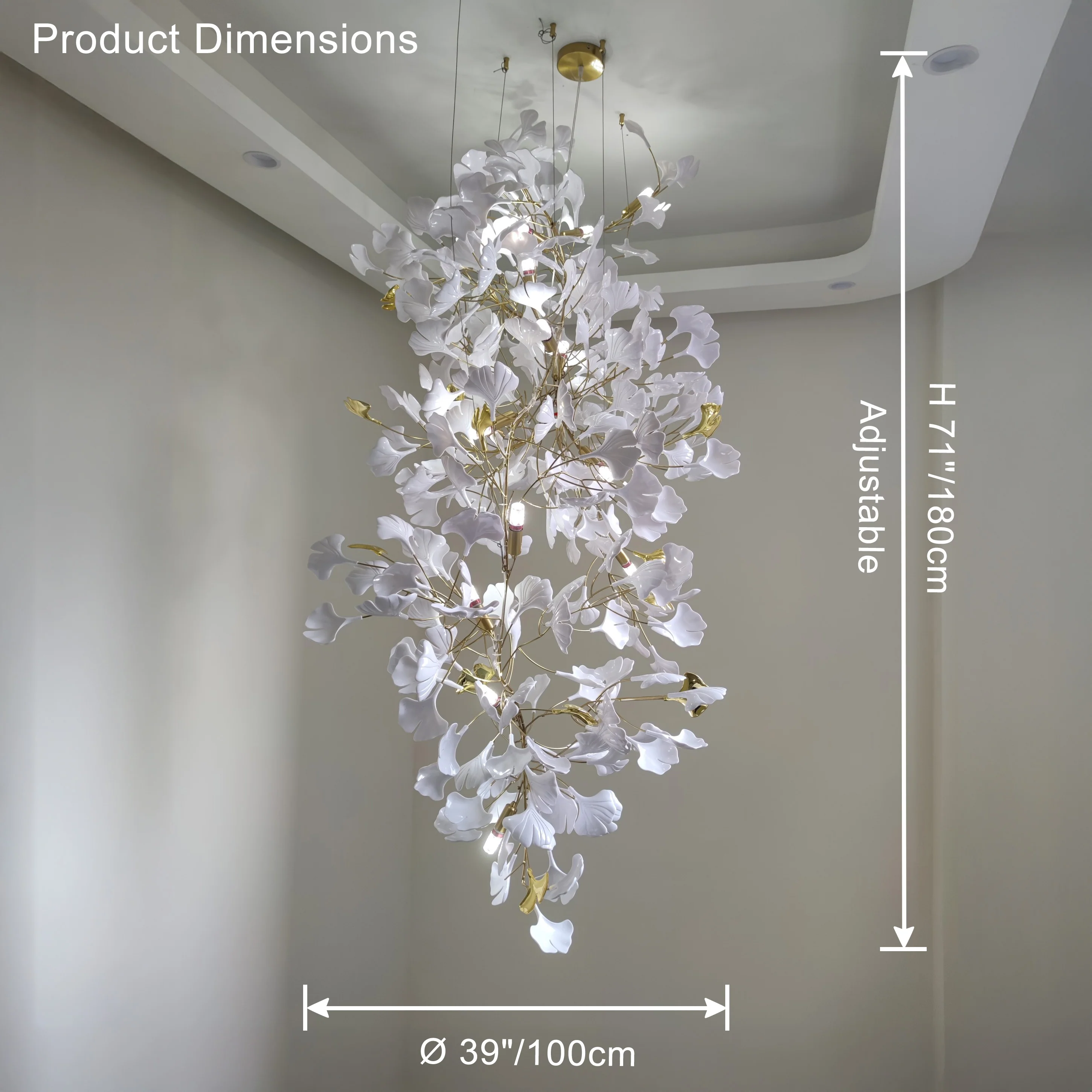 WOMO Ginkgo Long Cascading Foyer Chandelier-WM2206 - Image 17