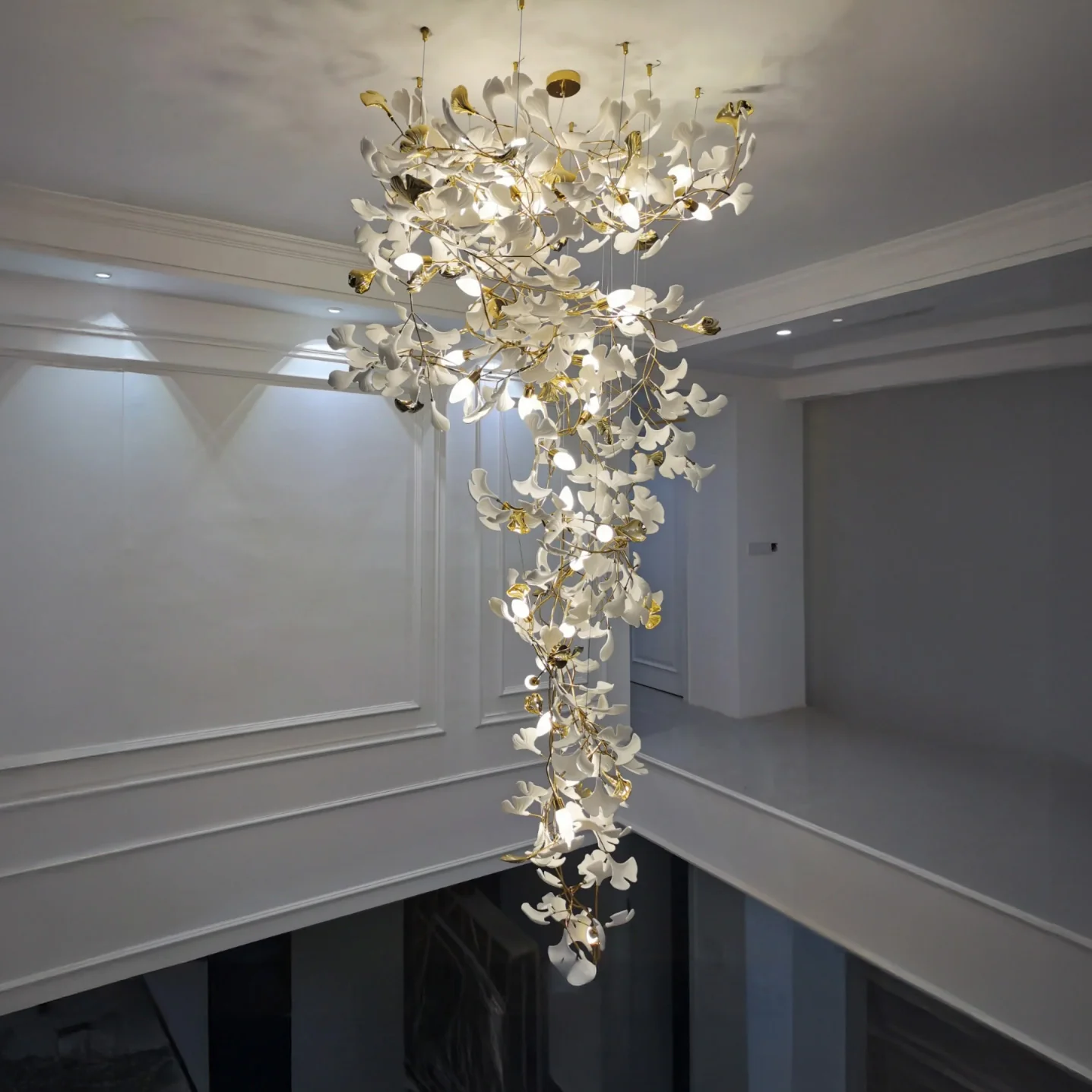 WOMO Ginkgo Long Cascading Foyer Chandelier-WM2206 - Image 18