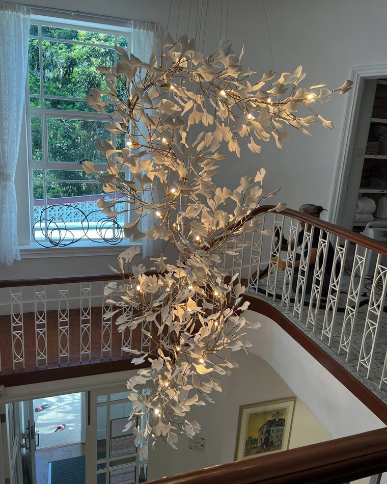 WOMO Ginkgo Long Cascading Foyer Chandelier-WM2206 - Image 8