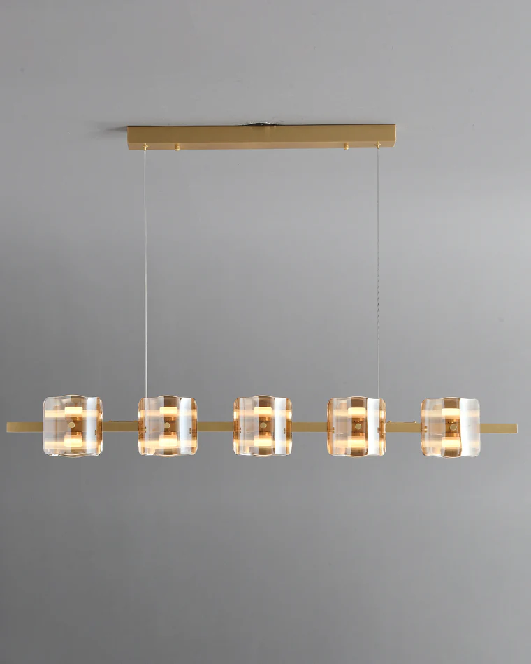 WOMO Glass Brass Linear Chandelier-WM2219A - Image 15