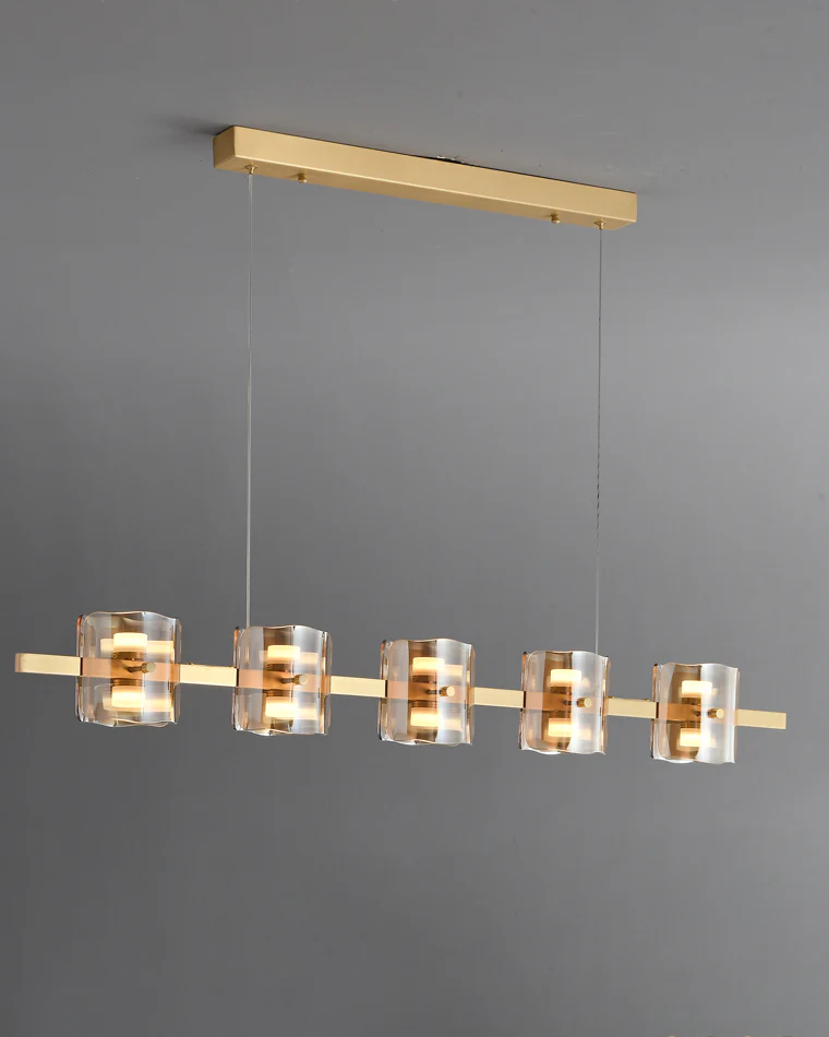 WOMO Glass Brass Linear Chandelier-WM2219A - Image 17
