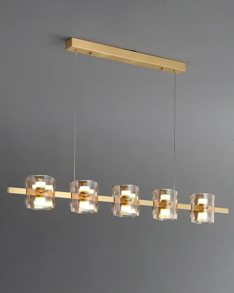 WOMO Glass Brass Linear Chandelier-WM2219A - Image 20