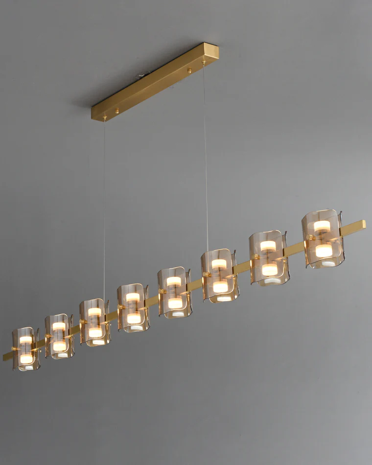 WOMO Glass Brass Linear Chandelier-WM2219A - Image 26