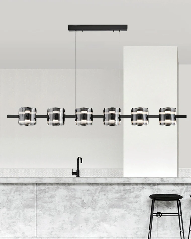 WOMO Glass Brass Linear Chandelier-WM2219A - Image 3
