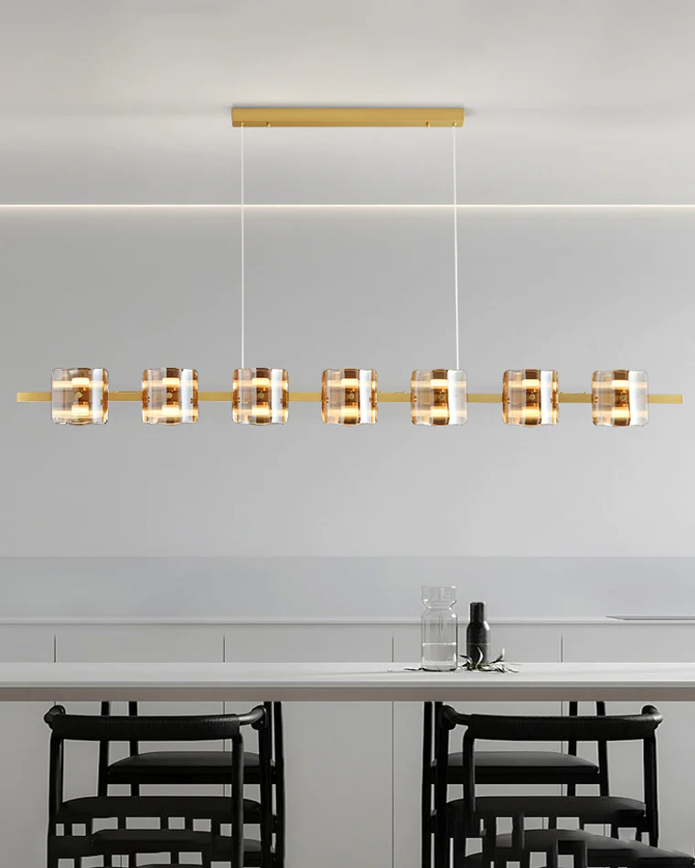 WOMO Glass Brass Linear Chandelier-WM2219A - Image 5