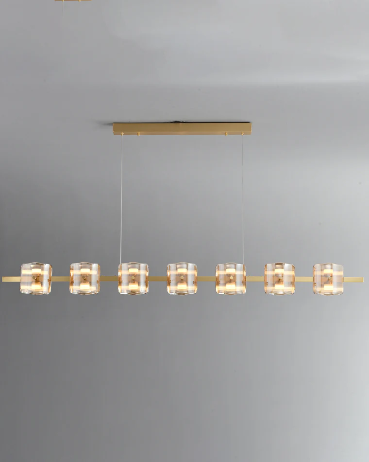 WOMO Glass Brass Linear Chandelier-WM2219A - Image 6