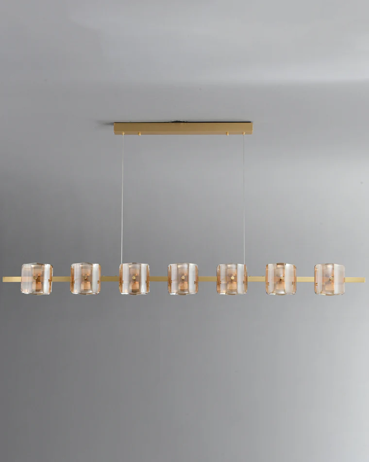 WOMO Glass Brass Linear Chandelier-WM2219A - Image 7
