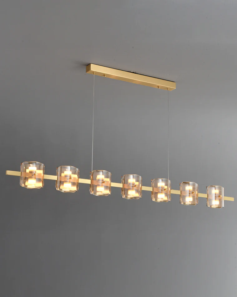 WOMO Glass Brass Linear Chandelier-WM2219A - Image 8