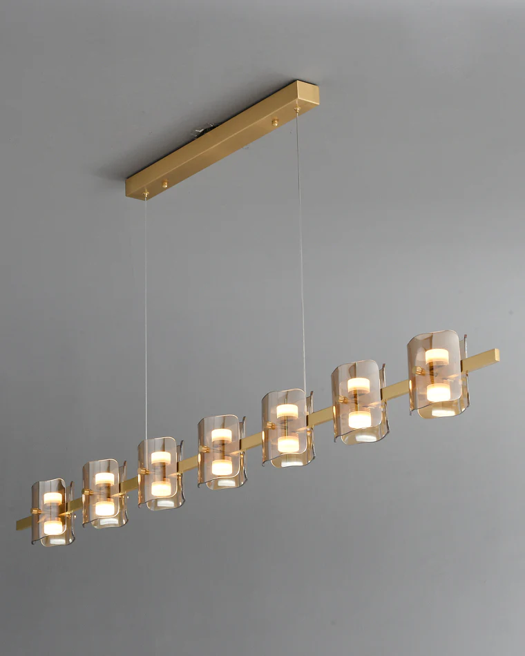 WOMO Glass Brass Linear Chandelier-WM2219A - Image 9