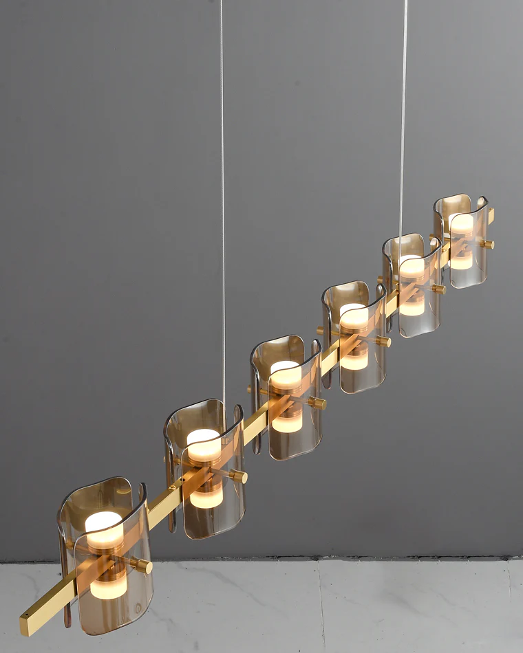 WOMO Glass Brass Linear Chandelier-WM2219B - Image 10