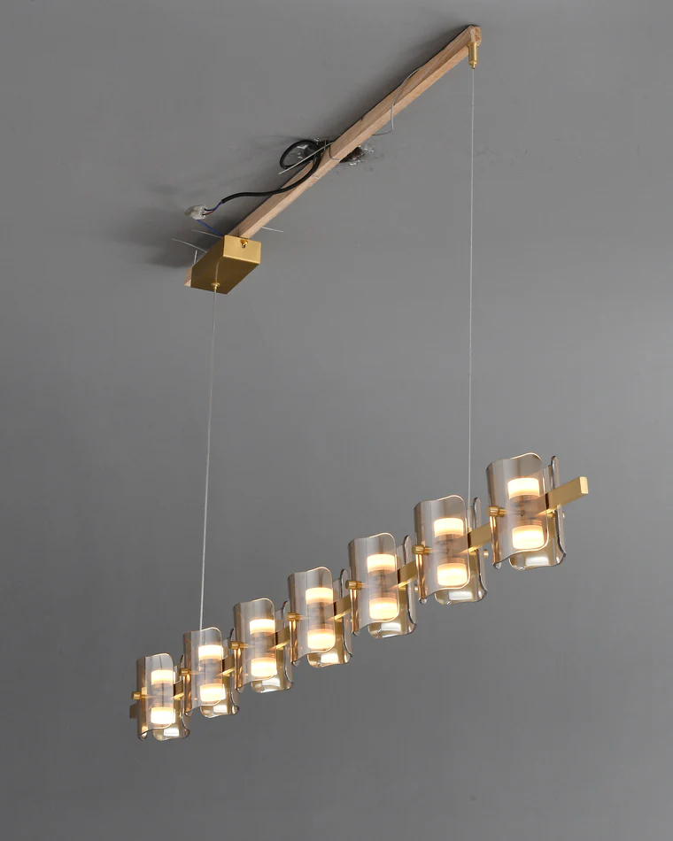WOMO Glass Brass Linear Chandelier-WM2219B - Image 24