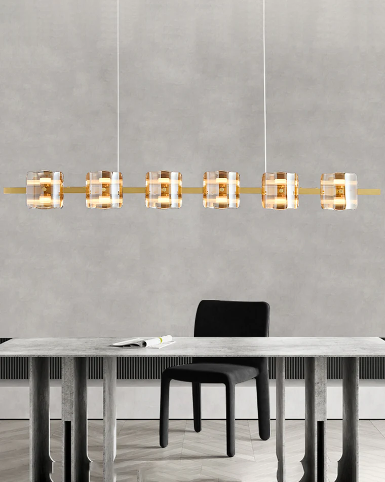 WOMO Glass Brass Linear Chandelier-WM2219B - Image 6