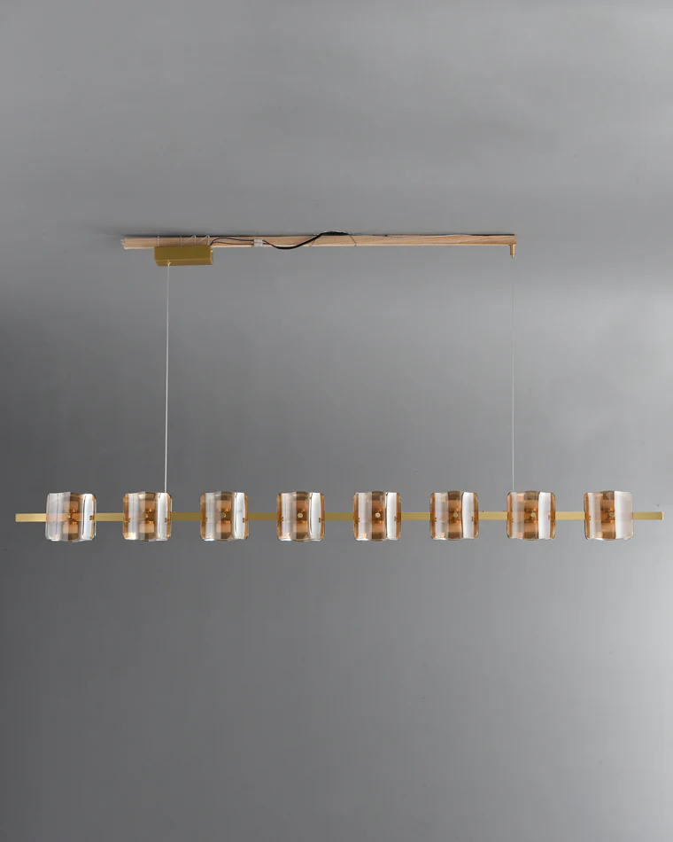 WOMO Glass Brass Linear Chandelier-WM2219B - Image 8