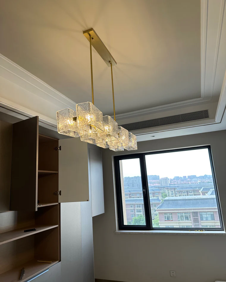 WOMO Textured Glass Linear Chandelier-WM2175 - Image 10