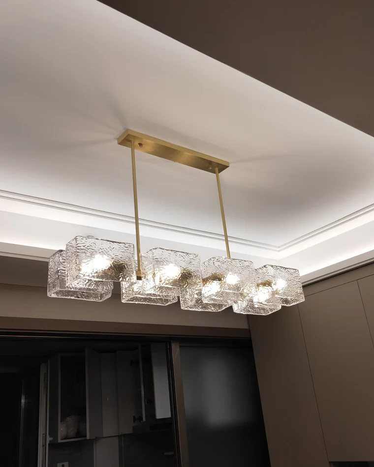 WOMO Textured Glass Linear Chandelier-WM2175 - Image 11