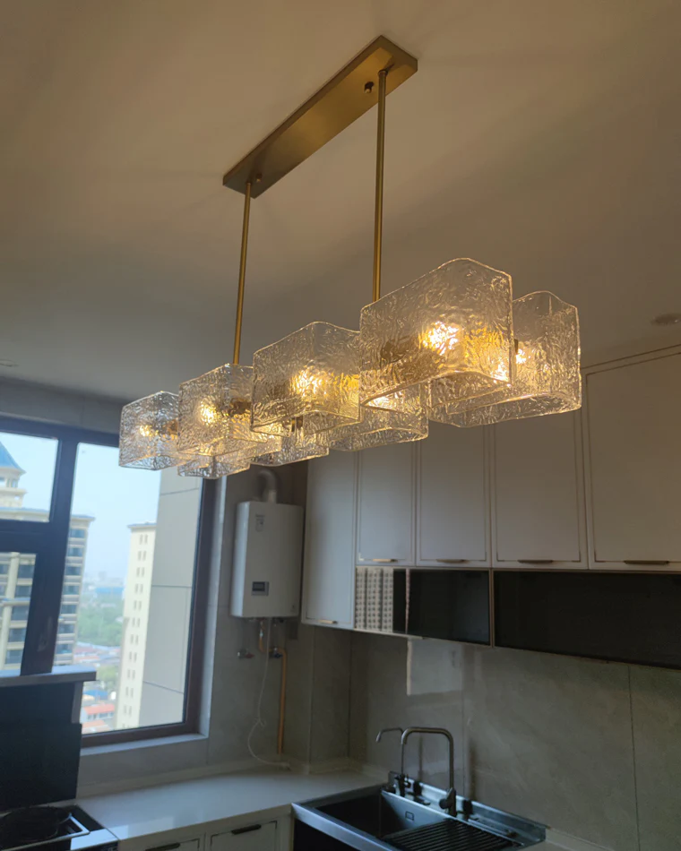 WOMO Textured Glass Linear Chandelier-WM2175 - Image 16