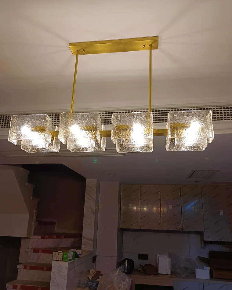 WOMO Textured Glass Linear Chandelier-WM2175 - Image 20