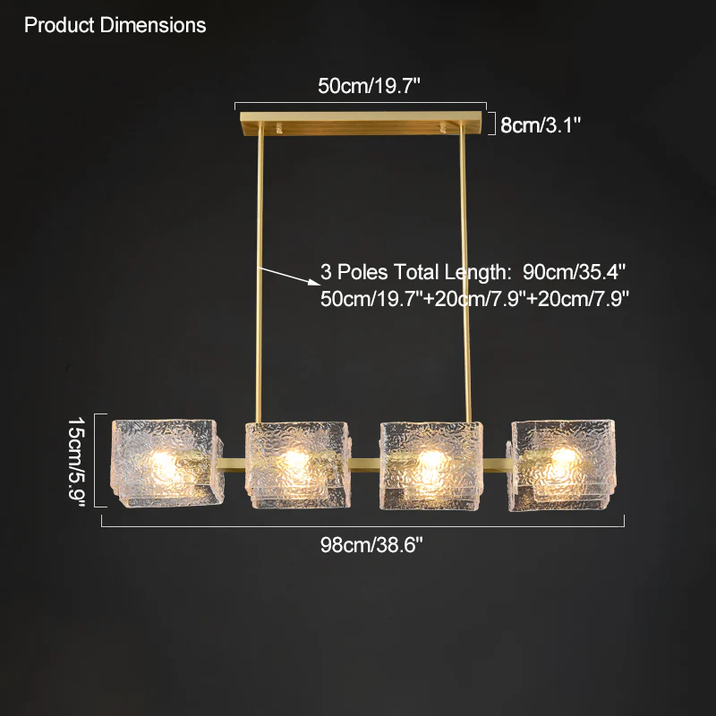 WOMO Textured Glass Linear Chandelier-WM2175 - Image 24
