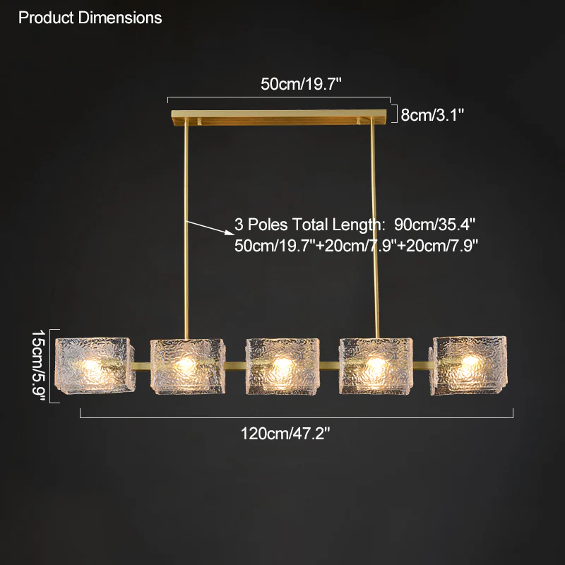 WOMO Textured Glass Linear Chandelier-WM2175 - Image 25