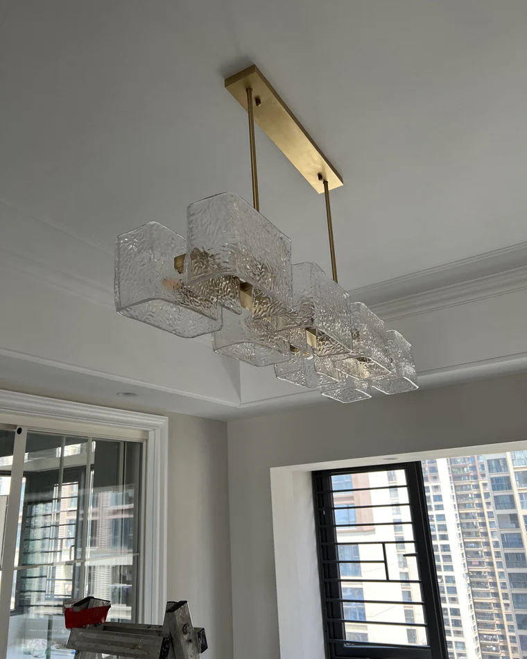 WOMO Textured Glass Linear Chandelier-WM2175 - Image 8