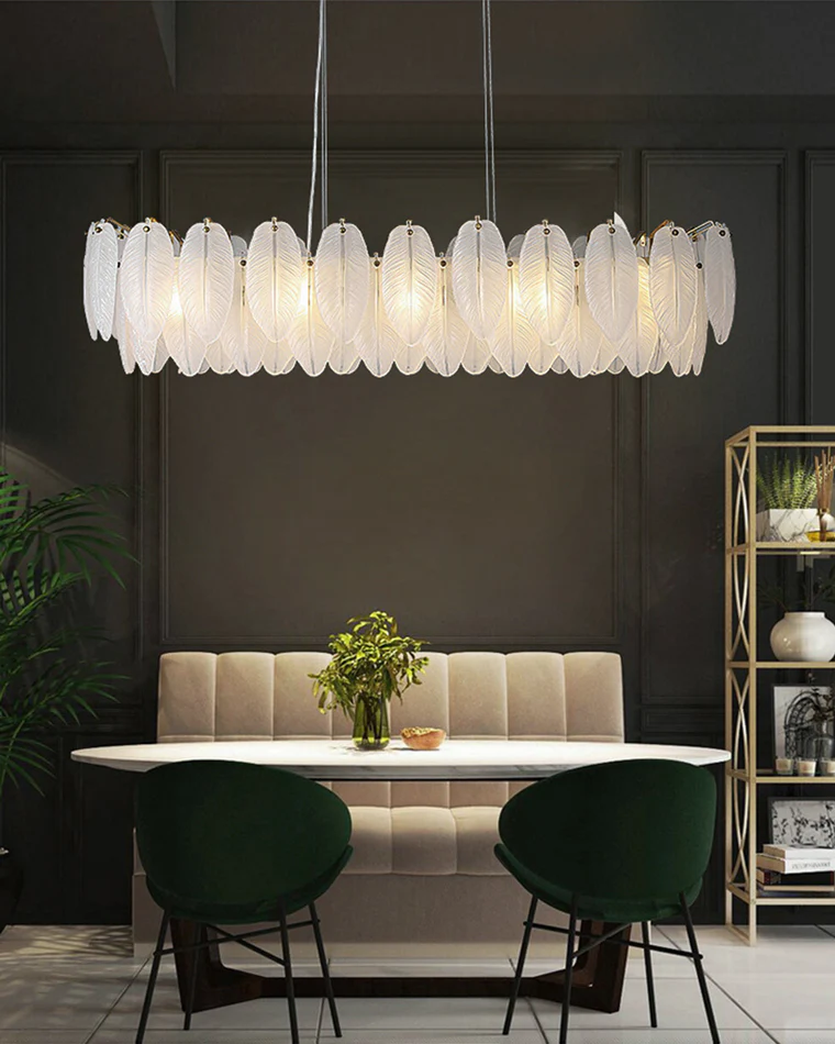 WOMO Frosted Glass Feather Chandelier-WM2196 - Image 15