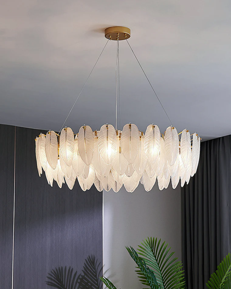 WOMO Frosted Glass Feather Chandelier-WM2196 - Image 17