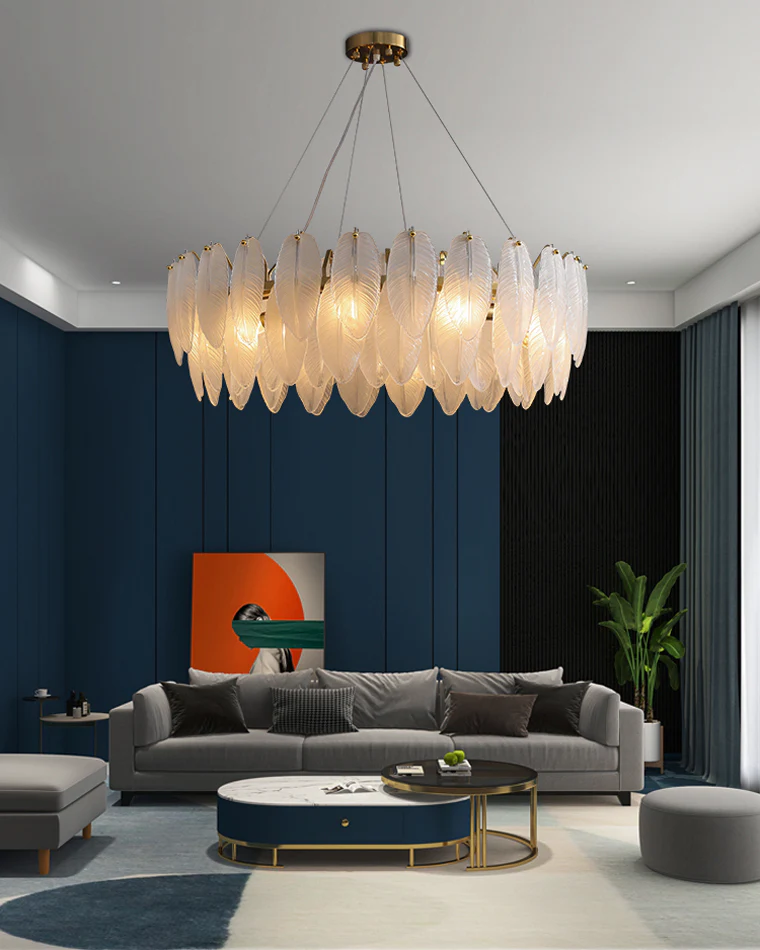 WOMO Frosted Glass Feather Chandelier-WM2196 - Image 18