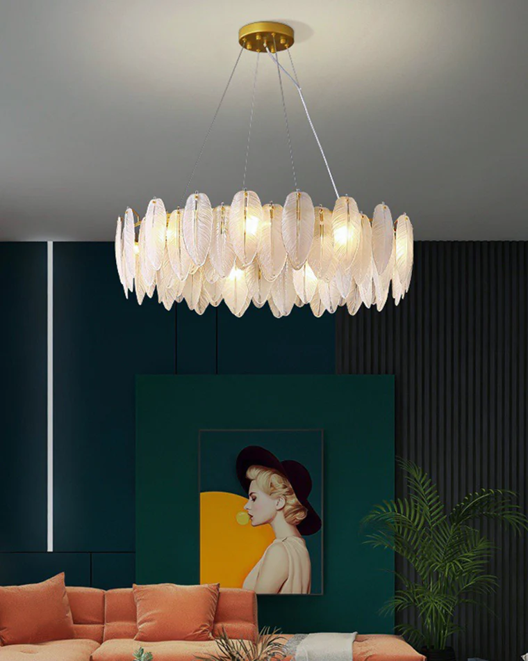WOMO Frosted Glass Feather Chandelier-WM2196 - Image 22