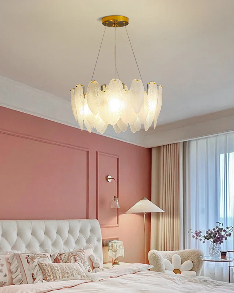 WOMO Frosted Glass Feather Chandelier-WM2196 - Image 23
