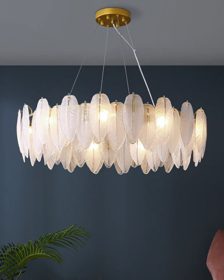 WOMO Frosted Glass Feather Chandelier-WM2196 - Image 25