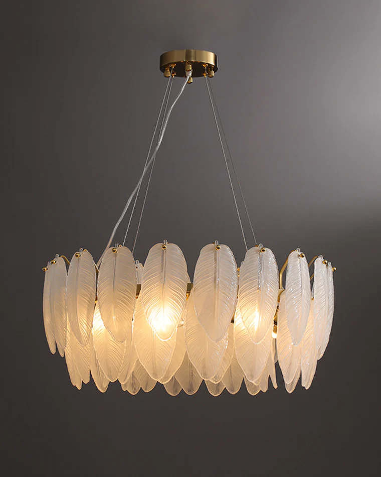 WOMO Frosted Glass Feather Chandelier-WM2196 - Image 26