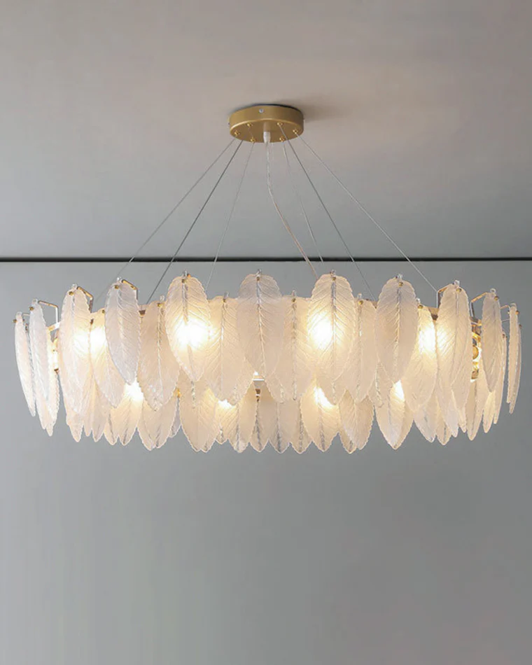 WOMO Frosted Glass Feather Chandelier-WM2196 - Image 36