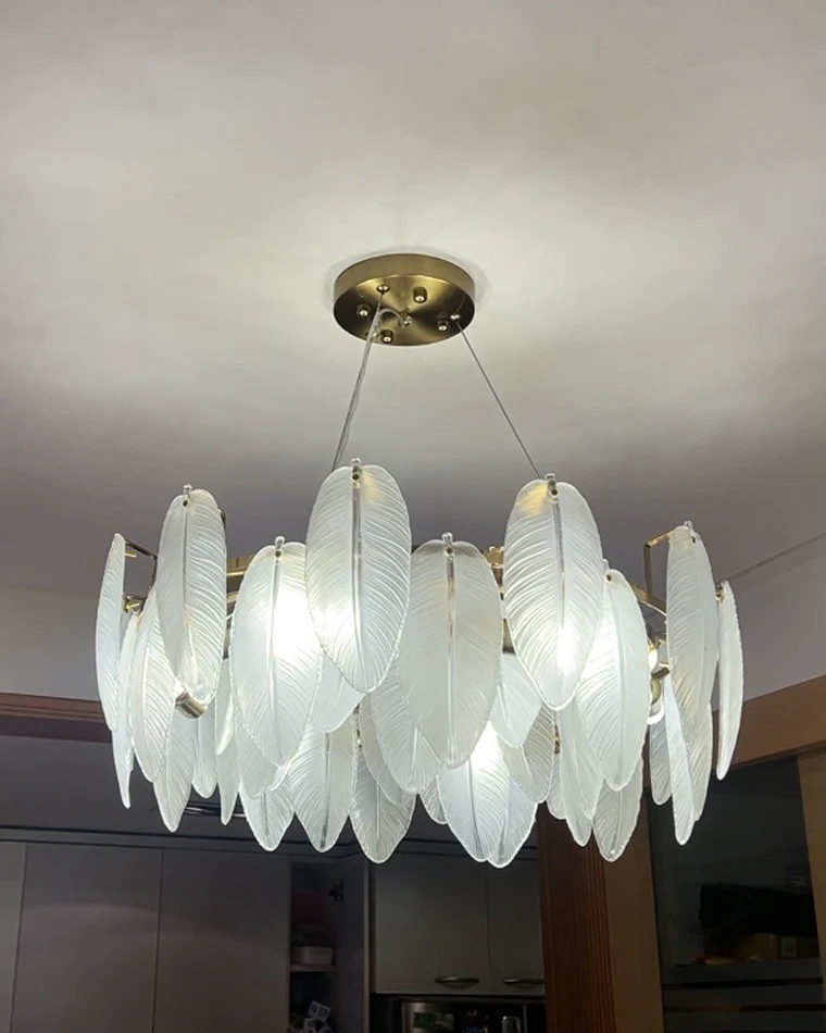 WOMO Frosted Glass Feather Chandelier-WM2196 - Image 47