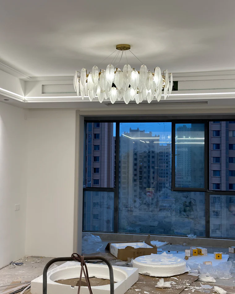 WOMO Frosted Glass Feather Chandelier-WM2196 - Image 48