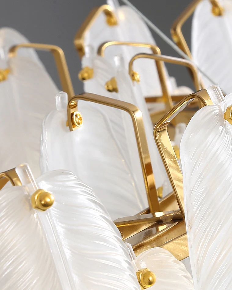 WOMO Frosted Glass Feather Chandelier-WM2196 - Image 5