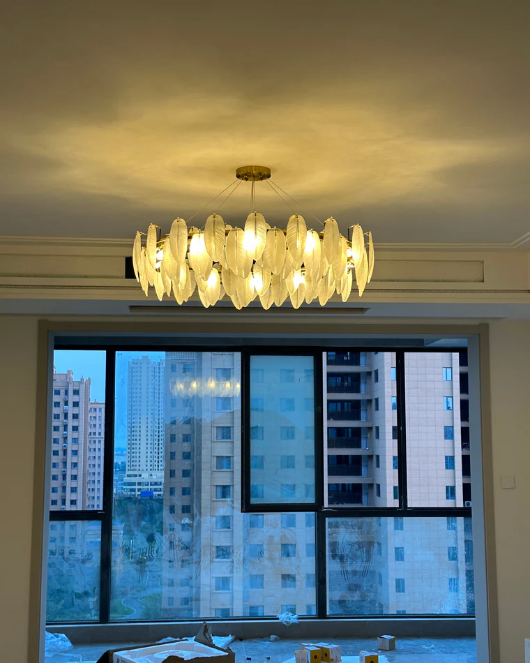 WOMO Frosted Glass Feather Chandelier-WM2196 - Image 52