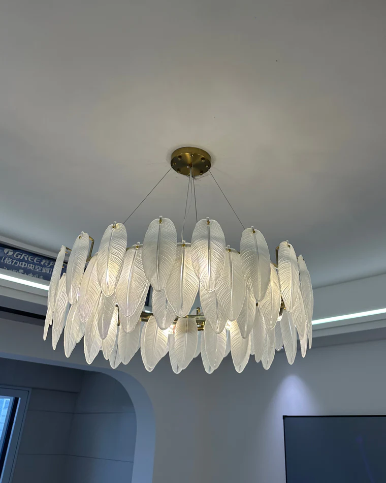 WOMO Frosted Glass Feather Chandelier-WM2196 - Image 54